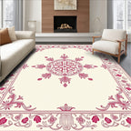 Crimson Medallion Floral Border Rug