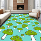 Green Mushroom Scatter Background Rug