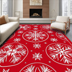 Crimson White Snowflake Medallion Rug