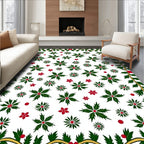 Green Holly Red Berry Wreath Rug