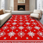 Classic Red Snowflake Tile Rug