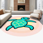 Cute Teal Turtle Sunset Circles Rug