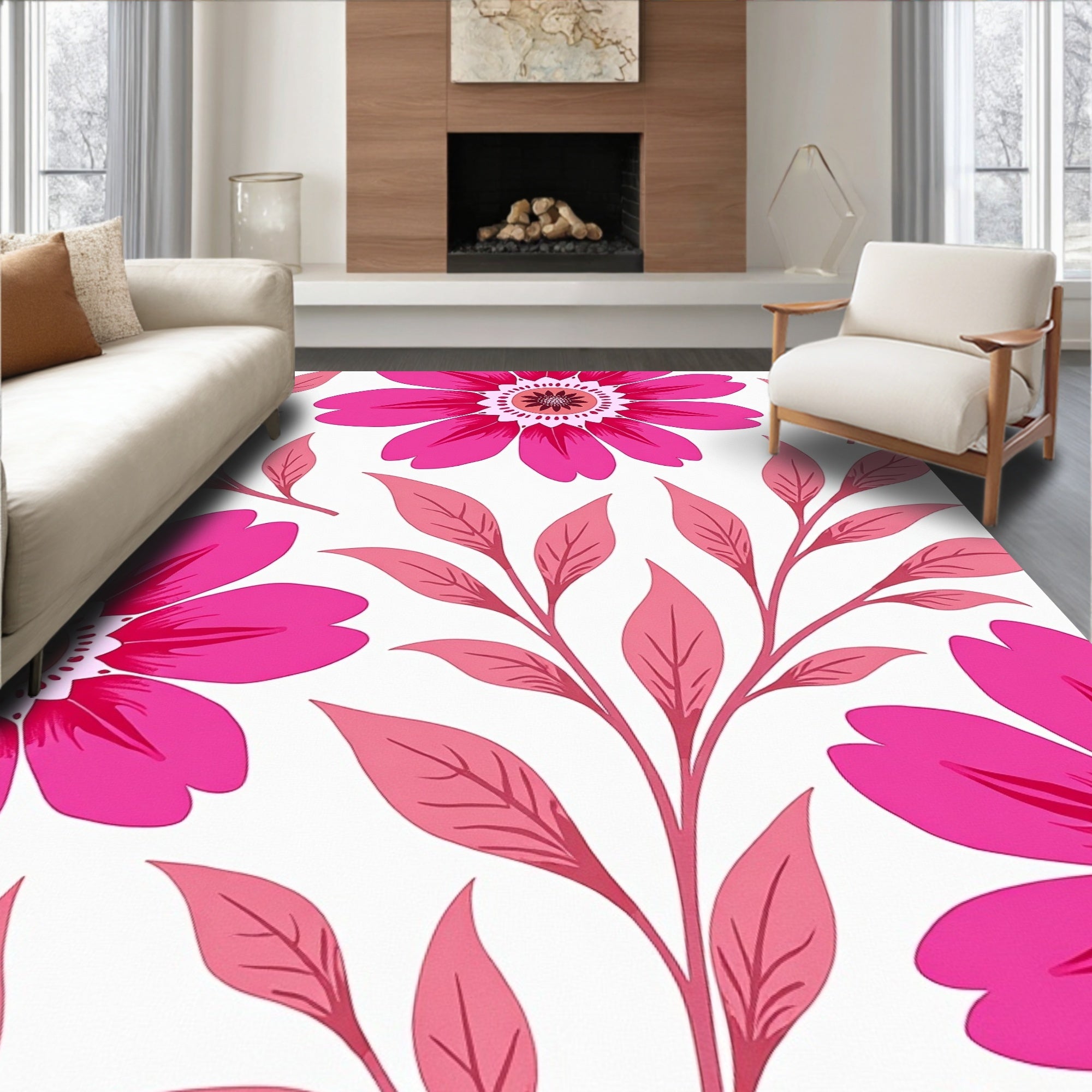 Vibrant Blossom Vine Arrangement Rug