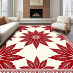 Crimson Floral Medallion Cream Border Rug
