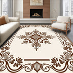 Dark Floral Scrollwork Medallion Rug