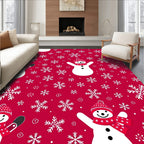 Charming Snowman Snowflake Holiday Background Rug
