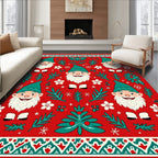 Red Gnome And Teal Evergreen Collage Rug