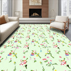 Whimsical Bunny Floral Spring Garden Rug