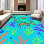 Aqua Turtle Coral Reef Celebration Rug