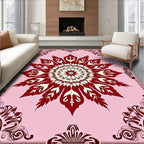 Crimson Floral Medallion Pink Rug