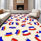 Abstract Tri Color Brushstroke Rug