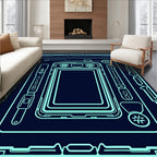 Neon Circuit Board Blueprint Rug