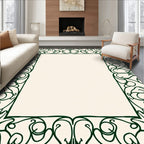 Nature Inspired Emerald Swirl Border Rug