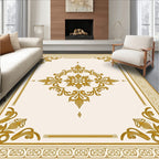 Elegant Gold Filigree Scrollwork Medallion Rug