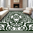 Dark Green Vintage Scrollwork Harmony Rug
