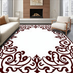 Rich Burgundy Scrollwork Accent Frame Rug