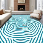 Teal Concentric Fingerprint Lines Rug