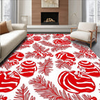 Crimson Berries and Evergreen Branches Rug