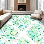 Aqua Green Abstract Floral Bloom Rug