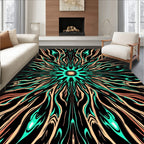 Electric Teal Peach Sunburst Rug