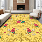 Golden Yellow Rose Scrollwork Rug