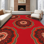 Red Floral Medallion Sunburst Arrangement Rug
