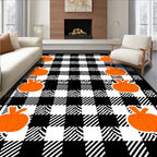 Orange Pumpkin Buffalo Check Rug