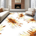 Brown Ochre Abstract Organic Bloom Rug