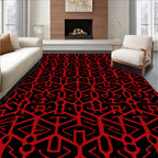 Bold Red Geometric Tribal Rug