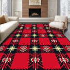Bold Red Black Checkerboard Plaid Rug