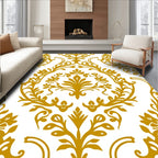Golden Vintage Floral Damask Swirl Rug
