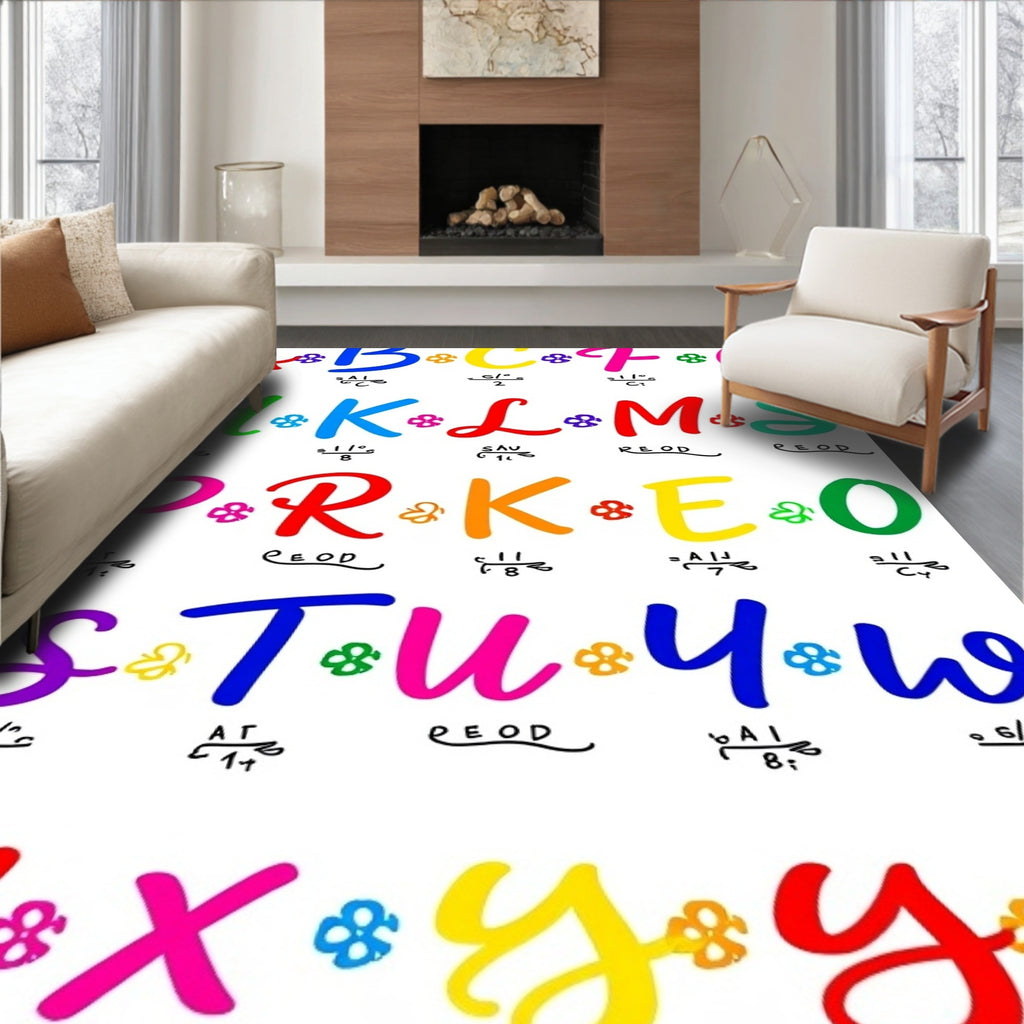 Colorful Alphabet Garden Medallion Rug