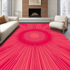 Radiant Crimson Sunburst Burst Rug