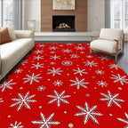 Red White Snowflake Medley Rug