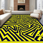 Bold Yellow Navy Zigzag Abstract Rug