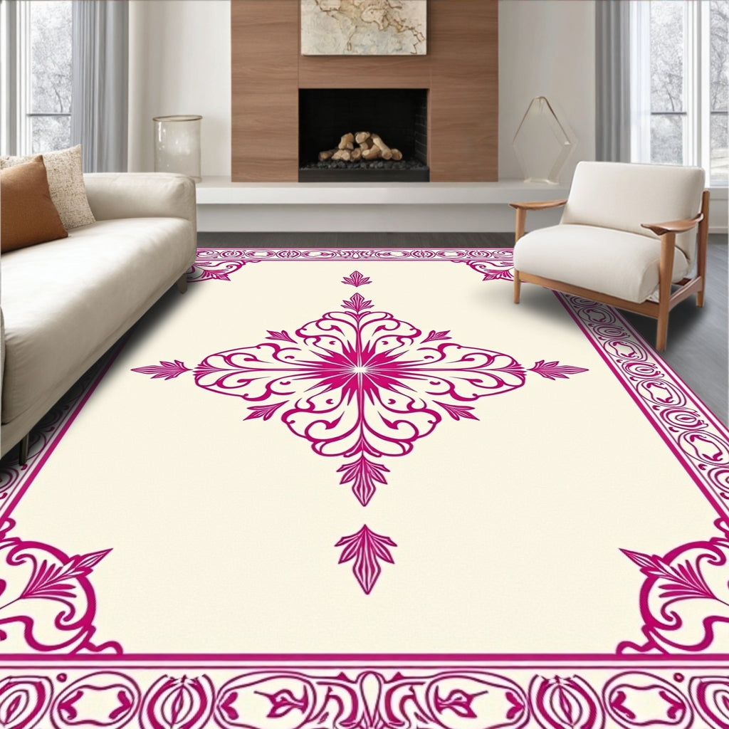 Vibrant Magenta Colonial Medallion Rug