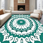 Teal White Elaborate Mandala Rug