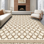 Ornate Beige Geometric Chain Rug