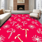 Red Candy Cane Snowflake Collage Rug
