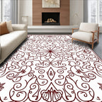 Dark Red Arabesque Floral Swirl Rug