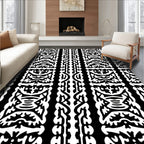 Bold Black And White Tribal Stripes Rug
