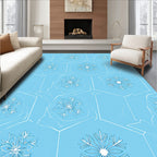 Cool Blue Snowflake Hexagon Art Rug