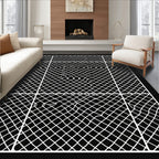 Black White Geometric Abstract Mesh Rug