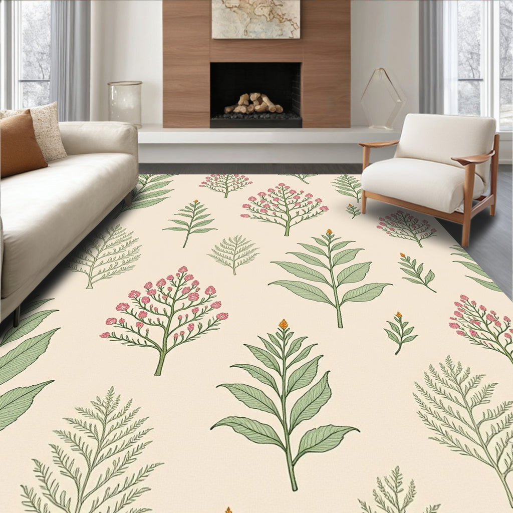 Botanical Garden Pink Blossom Medallion Rug
