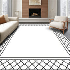 Black White Squared Lattice Border Rug