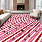 Pink White Red Striped Holly Medallion Rug