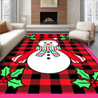 Cozy Red Buffalo Check Snowman Holly Rug