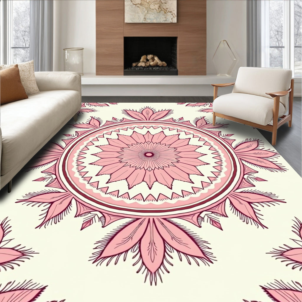 Pink Floral Mandala Repeating Rug