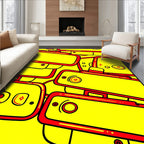 Retro Yellow Red Geometric Suitcase Pile Rug