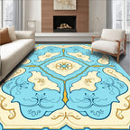 Azure Cream Floral Medallion Rug